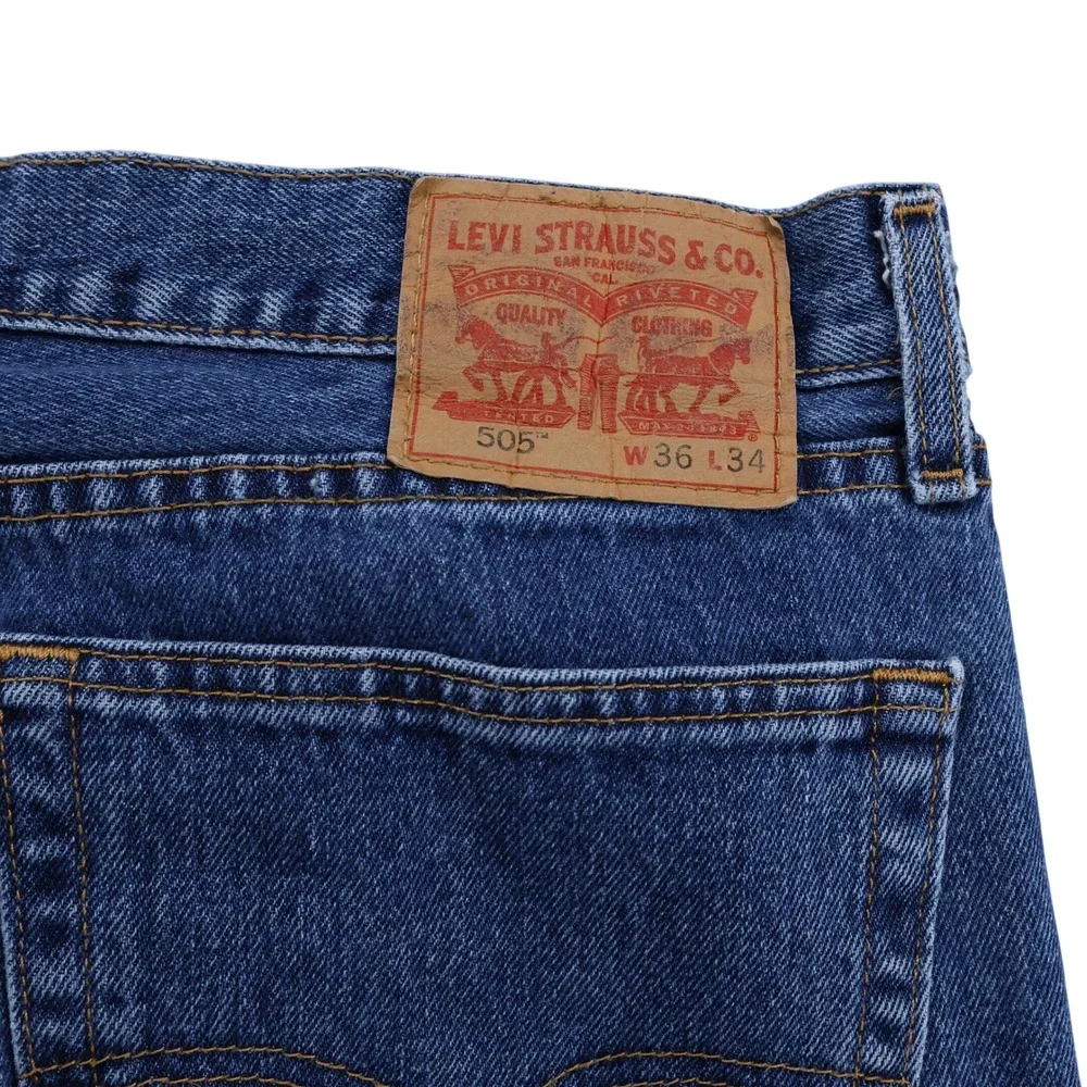 Levis 505 Regular Fit Straight Leg Jeans Mens 36x34 Medium Wash Blue 00505-4886